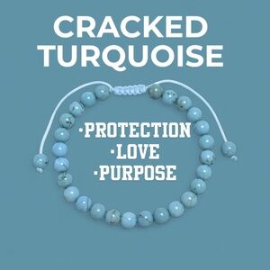 Cracked Turquoise Braided Shamballa Bracelet with Adjustable Cord